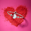 10x15mm Mother-of-Pearl Bali-Style Heart Bracelet in Sterling Silver