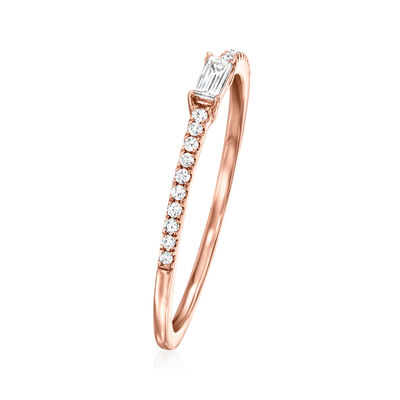 .15 ct. t.w. Baguette and Round Diamond Ring in 14kt Rose Gold