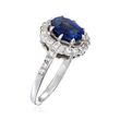 C. 1990 Vintage 1.92 Carat Sapphire and .40 ct. t.w. Diamond Ring in 18kt White Gold