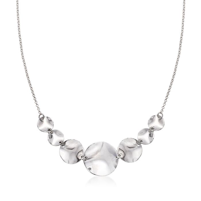 Sterling Silver Wavy Disc Necklace