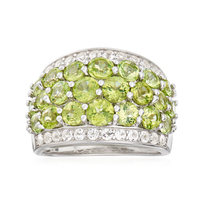 4.20 ct. t.w. Peridot and .70 ct. t.w. White Topaz Ring in Sterling Silver