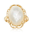 C. 1980 Vintage 15.7x12mm Mother-of-Pearl Ring in 14kt Yellow Gold