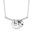.12 ct. t.w. White and Black Diamond Sloth Necklace in Sterling Silver