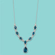8.95 ct. t.w. London Blue Topaz and .38 ct. t.w. Diamond Necklace in Sterling Silver