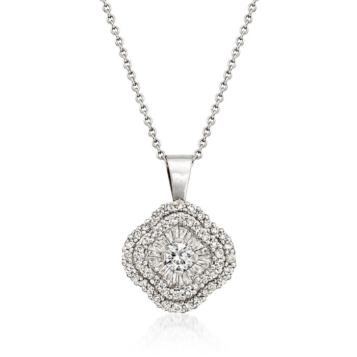C. 1980 Vintage 1.20 ct. t.w. Diamond Pendant Necklace in 14kt White Gold