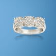 .44 ct. t.w. Pave Diamond Triple Cluster Ring in Sterling Silver