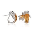 1.20 ct. t.w. Citrine and .15 ct. t.w. Garnet Koi Earrings with Diamonds in Sterling Silver