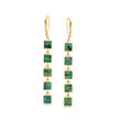 7.25 ct. t.w. Emerald Square-Link Drop Earrings in 18kt Gold Over Sterling