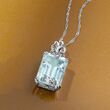 6.97 Carat Aquamarine Pendant Necklace with Diamond Accents in 14kt White Gold