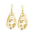 .50 ct. t.w. Multi-Gemstone Leaf Drop Earrings in 18kt Gold Over Sterling