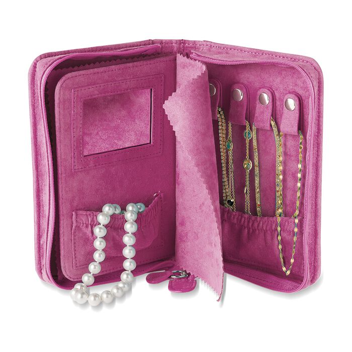 French Rose Microsuede Travel Jewelry Case