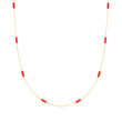 Italian Red Coral Bead Station Necklace in 18kt Yellow Gold