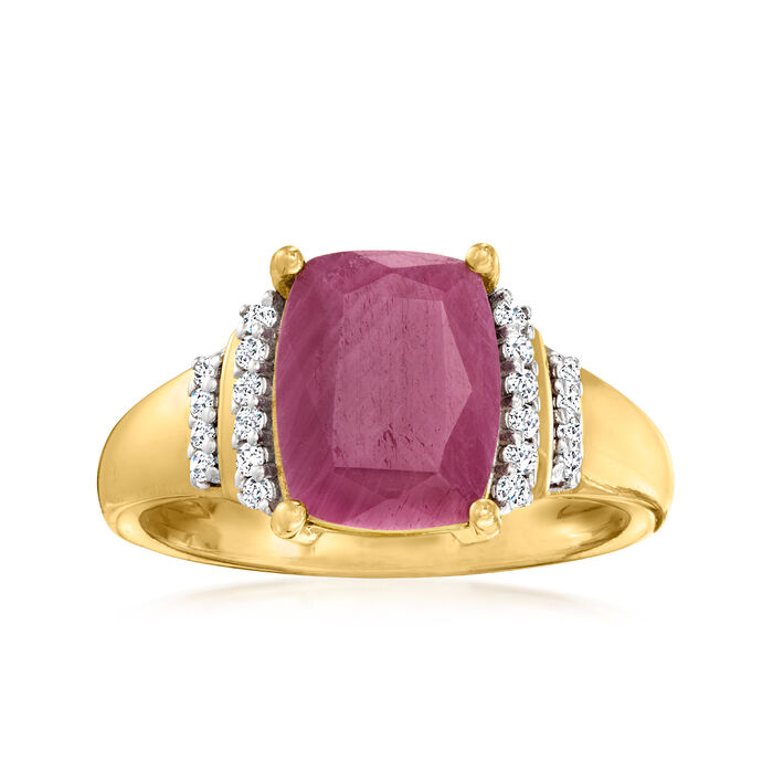 4.40 Carat Ruby Ring with .10 ct. t.w. Diamonds in 18kt Gold Over Sterling