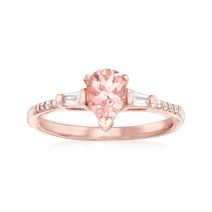 .50 Carat Morganite and .25 ct. t.w. White Topaz Ring in 18kt Rose Gold Over Sterling