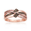 .25 ct. t.w. Champagne and White Diamond Crisscross Ring in 14kt Rose Gold