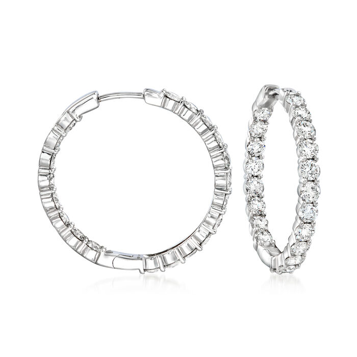 4.00 ct. t.w. Diamond Inside-Outside Hoop Earrings in 14kt White Gold