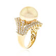14-15mm Yellow Cultured South Sea Pearl Ring with 1.20 ct. t.w. Diamonds in 14kt Yellow Gold