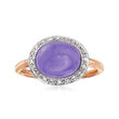 C. 1990 Vintage Mimi Milano Lavender Jade and .15 ct. t.w. Diamond Ring in 18kt Two-Tone Gold