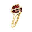 3.60 Carat Garnet Heart Ring with Diamond Accents in 14kt Yellow Gold