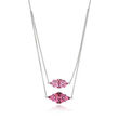 2.40 ct. t.w. Pink Tourmaline Two-Cluster Necklace in 14kt White Gold