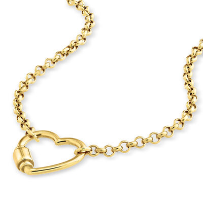 14kt Yellow Gold Heart Carabiner Necklace