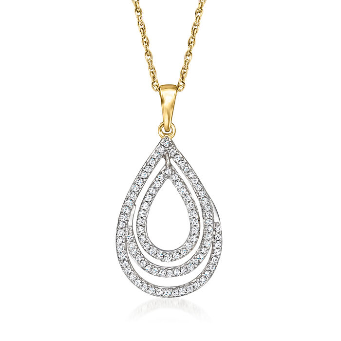 .30 ct. t.w. Diamond Teardrop Pendant Necklace in 18kt Gold Over Sterling