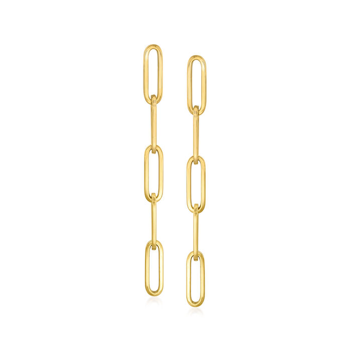 14kt Yellow Gold Paper Clip Link Drop Earrings