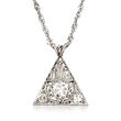 C. 1925 Vintage 1.55 ct. t.w. Diamond Triangle Pendant Necklace in Platinum and 14kt Yellow Gold