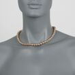C. 1960 Vintage 18kt Tri-Colored Gold Bead Necklace 16.5-inch