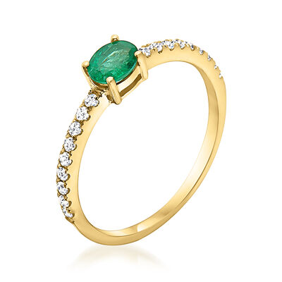.20 Carat Emerald and .16 ct. t.w. Diamond Ring in 14kt Yellow Gold