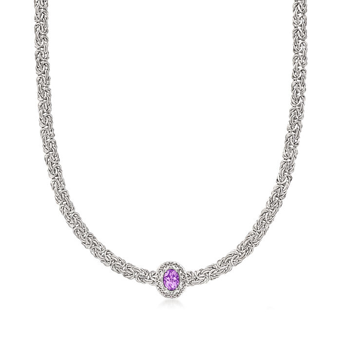 1.10 Carat Amethyst Byzantine Necklace in Sterling Silver