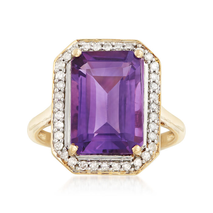 4.80 Carat Amethyst Ring with .23 ct. t.w. Diamonds in 14kt Yellow Gold