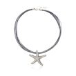 Sterling Silver Starfish Pendant Necklace on Silver Leather Cord