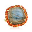 Labradorite and 1.00 ct. t.w. Orange Citrine Ring in 18kt Gold Over Sterling