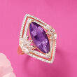 4.75 Carat Amethyst and .94 ct. t.w. White Topaz Ring in 18kt Gold Over Sterling