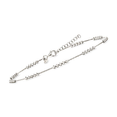 Italian Sterling Silver Bead Station Anklet