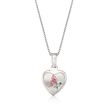 Sterling Silver Mom & Me Jewelry Set: Two Butterfly Heart Locket Necklaces with Enamel