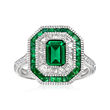 2.00 ct. t.w. Simulated Emerald and .77 ct. t.w. CZ Ring in Sterling Silver