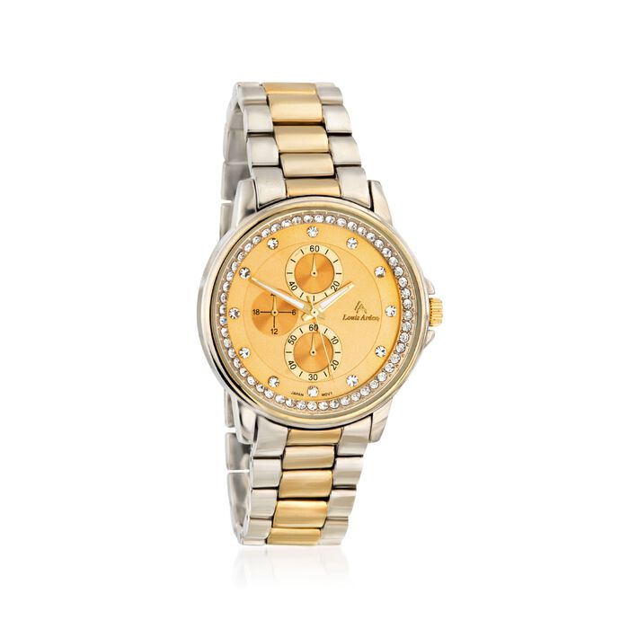 Louis Arden Women&#39;s 40mm Two-Tone Watch With Crystals - Yellow Dial | Ross-Simons