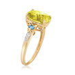 2.80 Carat Lemon Quartz Ring with .10 ct. t.w. Swiss Blue Topaz and Diamond Accents in 14kt Yellow Gold
