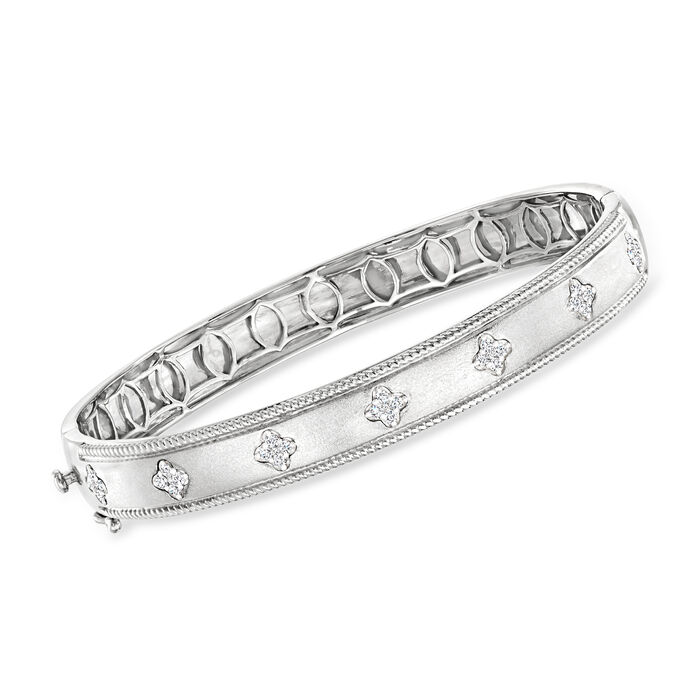 .33 ct. t.w. Diamond Clover Bangle Bracelet in Sterling Silver