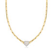 C. 1980 Vintage 1.00 ct. t.w. Diamond Heart Necklace in 18kt Yellow Gold