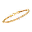 Phillip Gavriel &quot;Woven&quot; Diamond-Accented Station Bracelet in 14kt Yellow Gold