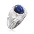 C. 1970 Vintage 4.90 Carat Synthetic Sapphire Dome Ring in 14kt White Gold