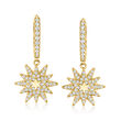 .60 ct. t.w. CZ Starburst Hoop Drop Earrings in 14kt Yellow Gold