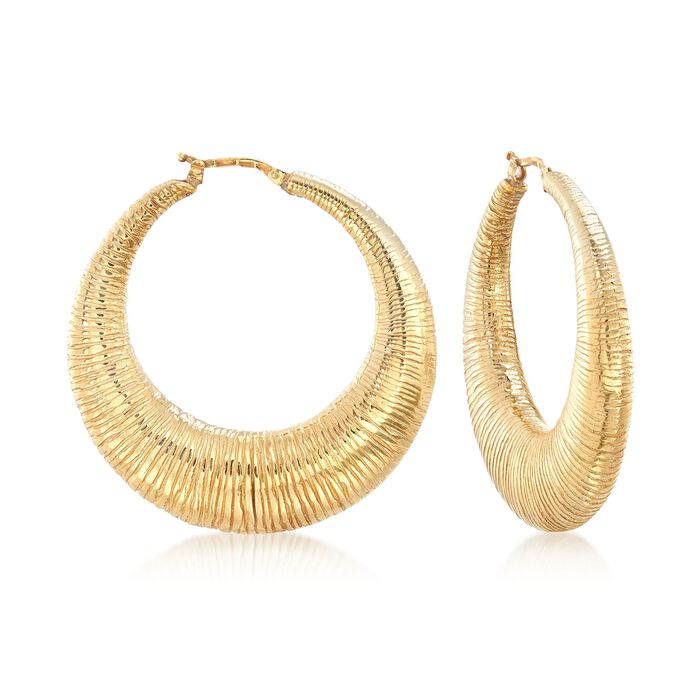 Italian 18kt Gold Over Sterling Textured Hoop Earrings