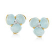 Mazza 30.00 ct. t.w. Aquamarine and .36 ct. t.w. Diamond Earrings in 14kt Yellow Gold