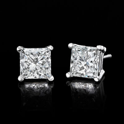 2.00 ct. t.w. Princess-Cut Lab-Grown Diamond Stud Earrings in 14kt White Gold