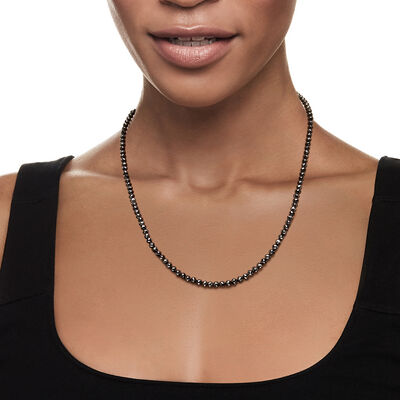 60.00 ct. t.w. Black Diamond Bead Necklace with 14kt White Gold