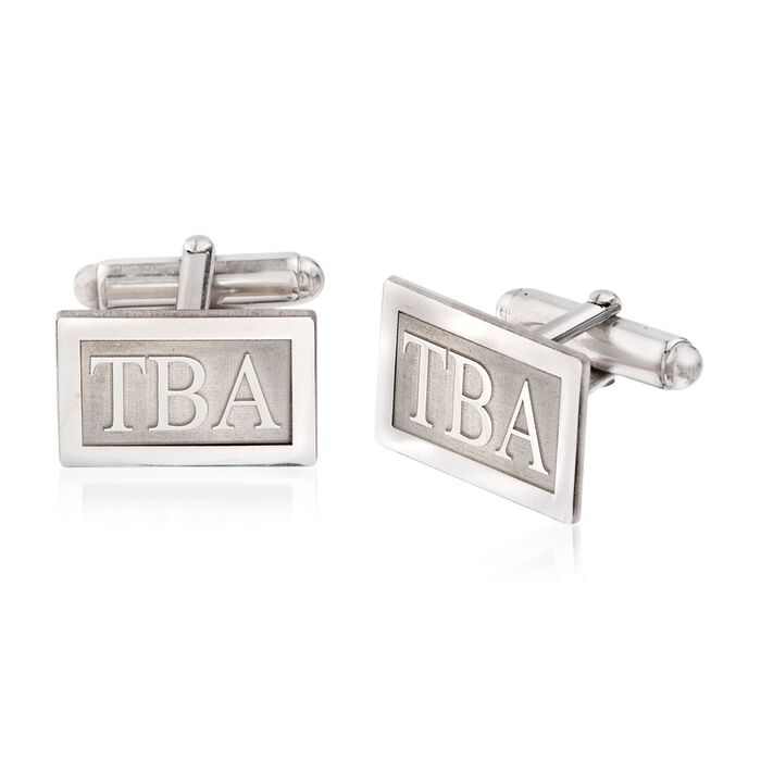 Sterling Silver Raised Three Initial Cuff Links